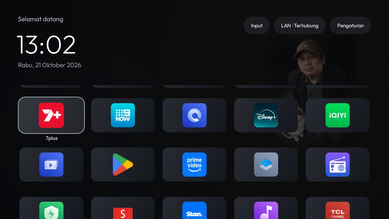 Laci aplikasi grid 5 kolom di Android TV